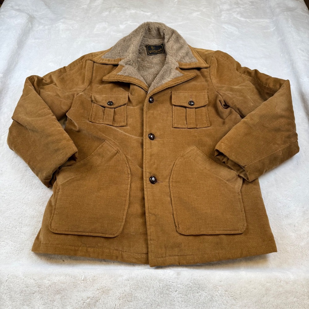 WESTWIND Sportswear Mens Tan Corduroy Sherpa Lined Trucker Jacket Made in USA